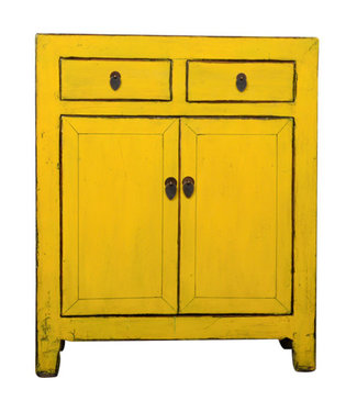 Fine Asianliving Armadio Cinese Antico Giallo Lucido L76xP40xA93cm