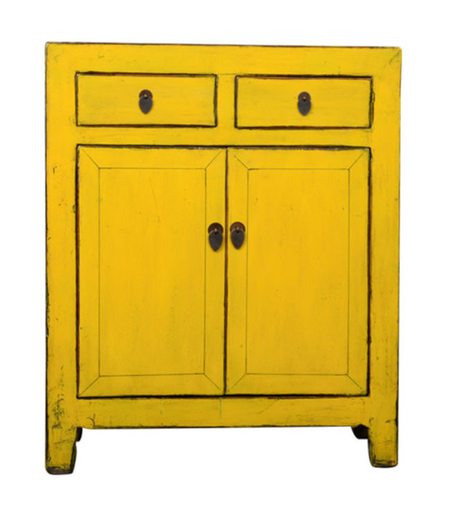 Armoire Chinoise Ancienne Jaune Haute Brillance L76xP40xH93cm