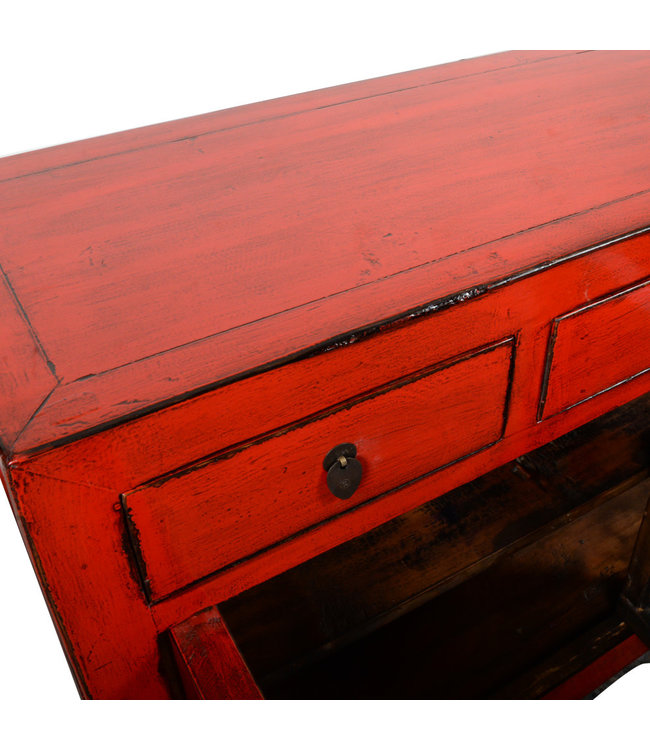 Aparador Chino Antiguo Rojo Alto Brillo A153xP40xAlt91cm