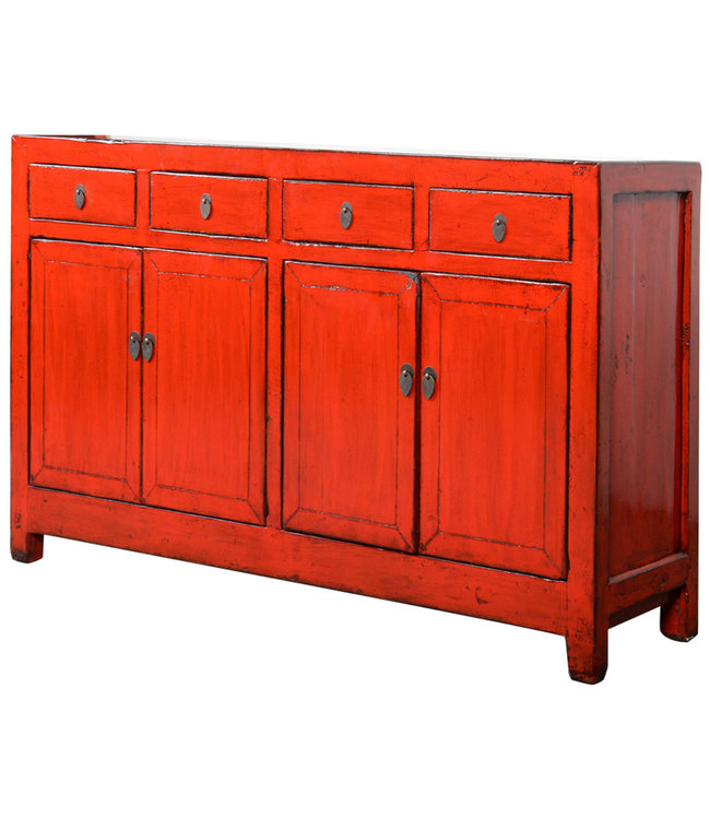 Antikes Chinesisches Sideboard Rot Hochglanz B153xT40xH91cm