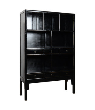 Fine Asianliving Libreria Armadio Cinese Nero Lucida L138xP46xA215cm