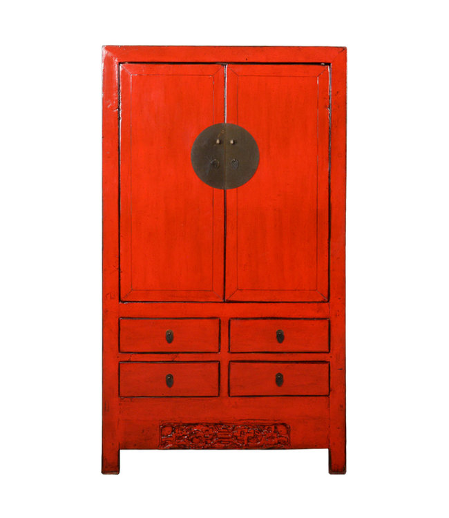 Antique Chinese Wedding Cabinet Red High Gloss W104xD49xH193cm