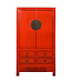 Armoire de Mariage Chinoise Ancienne Rouge Haute Brillance L104xP49xH193cm