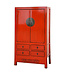 Armoire de Mariage Chinoise Ancienne Rouge Haute Brillance L104xP49xH193cm