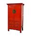 Armoire de Mariage Chinoise Ancienne Rouge Haute Brillance L107xP60xH180cm