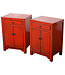 Chinesischer Nachttisch Nachtschrank Rot Hochglanz B42xT32xH60cm