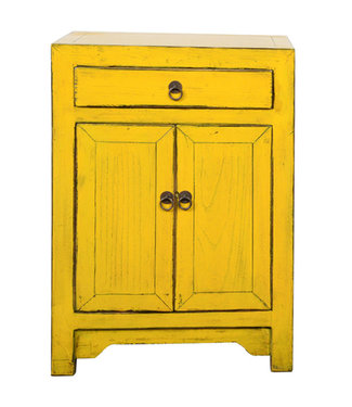 Fine Asianliving Chinese Bedside Table Yellow High Gloss W42xD32xH60cm