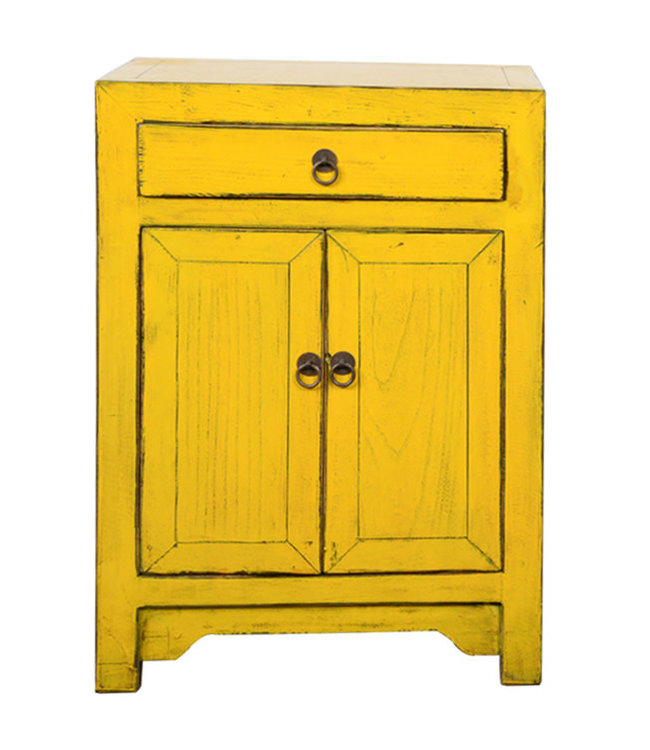 Table de Chevet Chinoise Jaune Haute Brillance L42xP32xH60cm