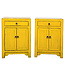 Table de Chevet Chinoise Jaune Haute Brillance L42xP32xH60cm