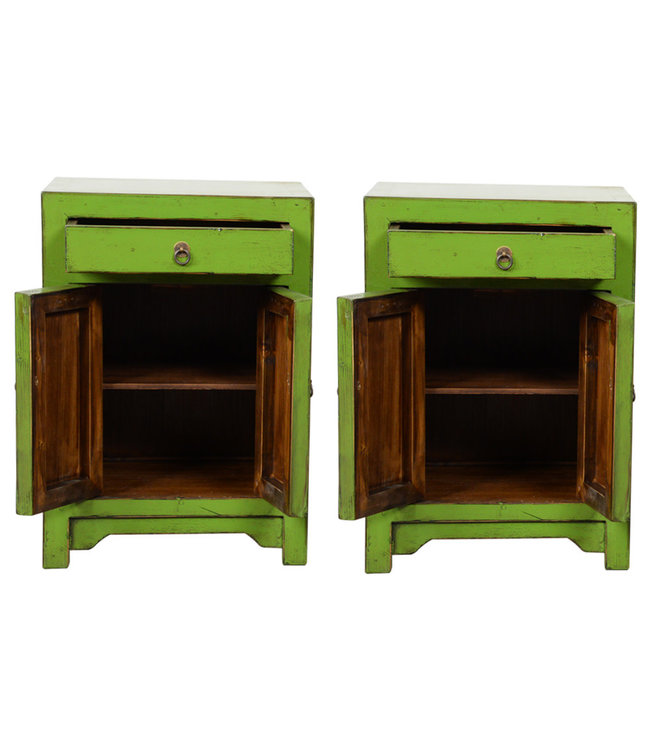 Chinese Bedside Table Green High Gloss W42xD32xH60cm