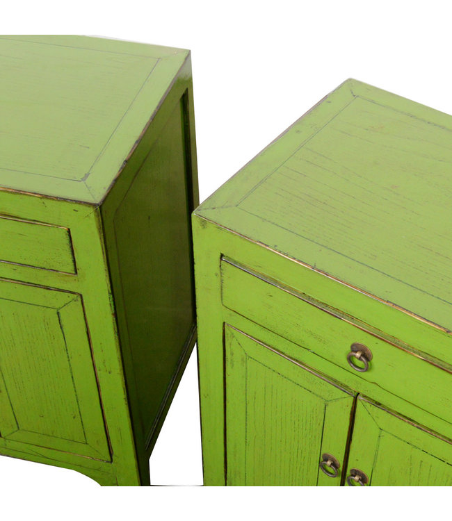 Chinesischer Nachttisch Nachtschrank Grün Hochglanz B42xT32xH60cm