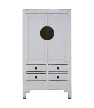 Fine Asianliving Antique Chinese Wedding Cabinet White High Gloss W102xD50xH189cm