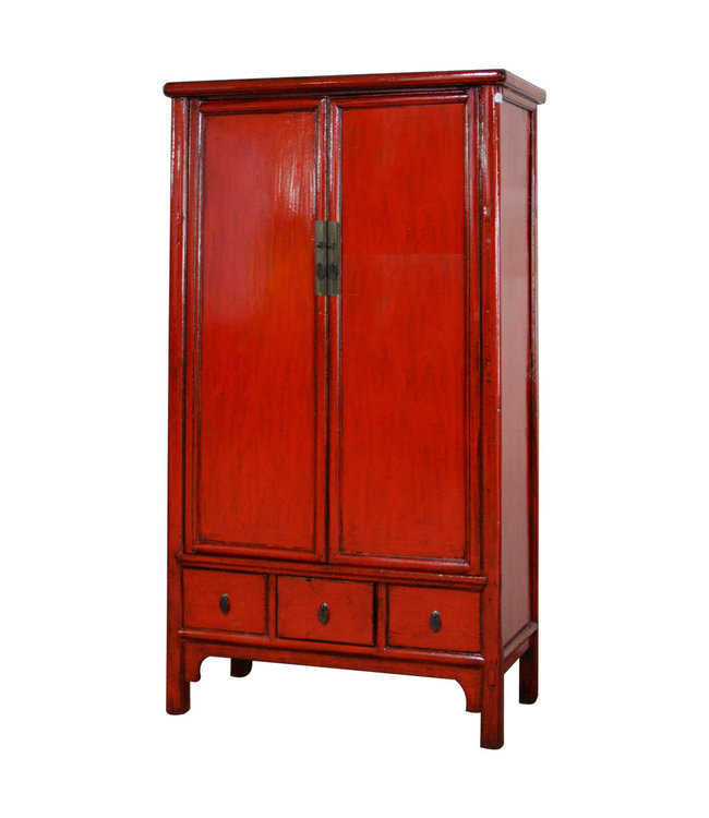 Armario Chino Antiguo Rojo Alto Brillo An103xP49xAl194cm