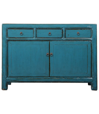 Fine Asianliving Antikes Chinesisches Sideboard Blau Hochglanz B103xT40xH90cm