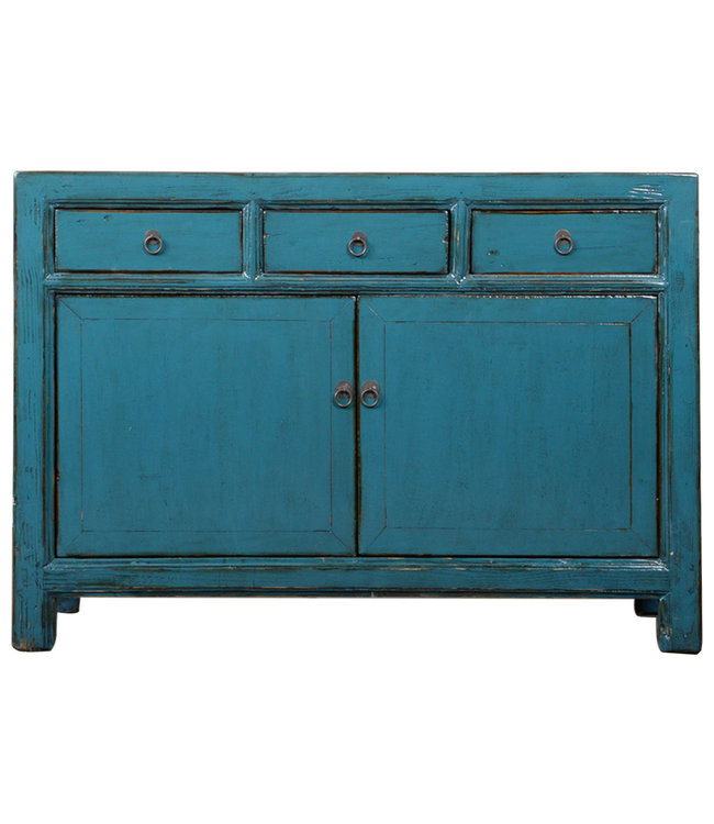 Buffet Chinois Ancien Bleu Haute Brillance L103xP40xH90cm