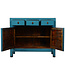 Buffet Chinois Ancien Bleu Haute Brillance L103xP40xH90cm