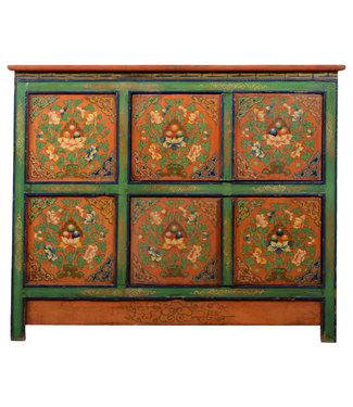 Fine Asianliving Armoire Tibétaine Ancienne Peinte à La Main L120xP40xH100cm