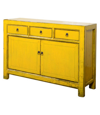 Fine Asianliving Buffet Chinois Ancien Jaune Haute Brillance L107xP40xH105cm