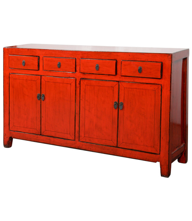 Credenza Cinese Antica Rossa Lucida L154xP40xA94cm