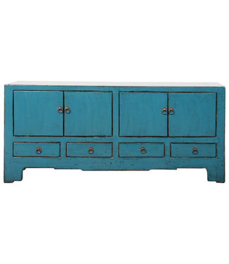 Fine Asianliving Meuble TV Chinois Ancien Turquoise Haute Brillance L138xP43xH62cm