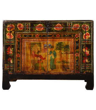 Fine Asianliving Antique Chinese Cabinet Handpainted People W88xD40xH70cm
