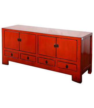 Fine Asianliving Antieke Chinese TV Kast Rood High Gloss B137xD39xH63cm