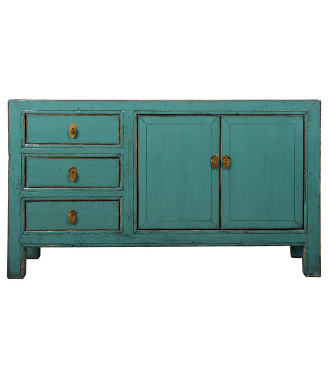 Antikes Chinesisches Sideboard Blau Grün Hochglanz B150xT40xH88cm