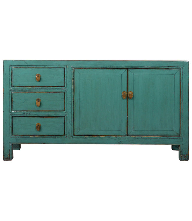 Antikes Chinesisches Sideboard Blau Grün Hochglanz B150xT40xH88cm