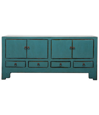 Fine Asianliving Meuble TV Chinois Bleu Haute Brillance L138xP40xH61cm