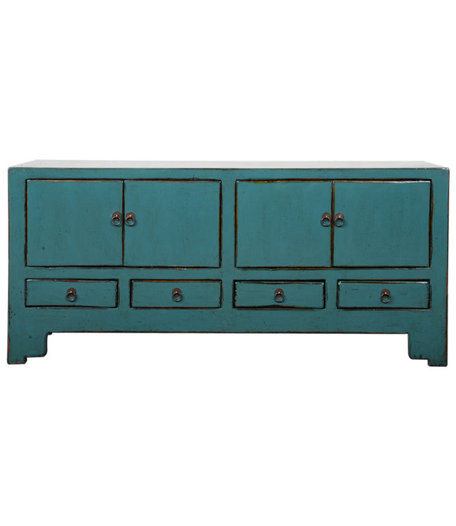 Antique Chinese TV Cabinet Teal High Gloss W138xD40xH61cm