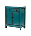 Antiker Chinesischer Schrank Blau Grün Hochglanz B75xT39xH92cm