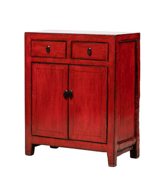 Fine Asianliving Antique Chinese Cabinet Red High Gloss W76xD40xH97cm