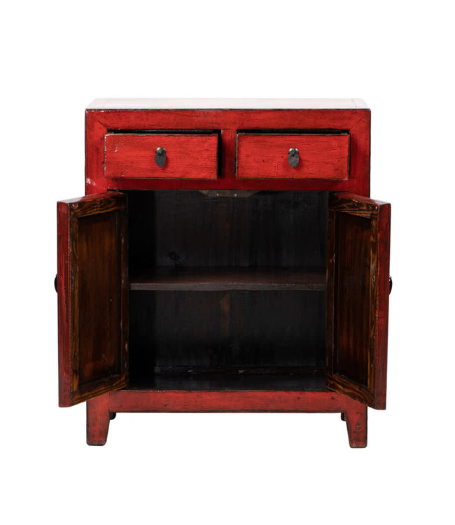 Antiker Chinesischer Schrank Rot Hochglanz B76xT40xH97cm