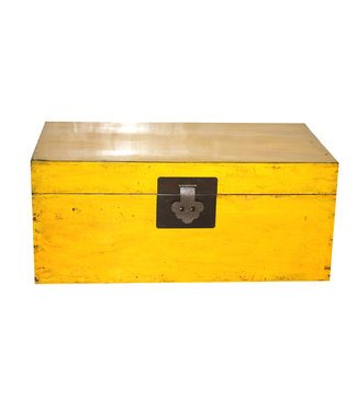 Fine Asianliving Caja Cofre de Almacenamiento Chino Antiguo Amarillo Alto Brillo A91xP60xA47cm