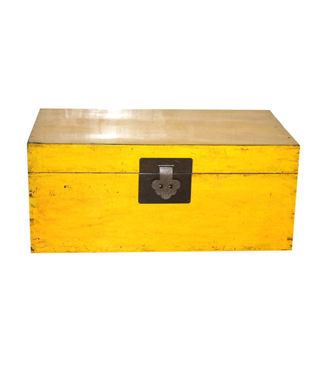 Caja Cofre de Almacenamiento Chino Antiguo Amarillo Alto Brillo A91xP60xA47cm