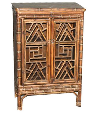 Fine Asianliving Antiker Chinesischer Schrank Bambus B56xT35xH86cm