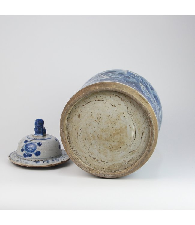 Chinese Gemberpot Blauw Wit Porselein Vogels D26xH46cm