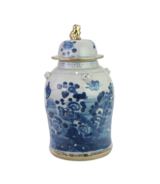 Fine Asianliving Chinese Ginger Jar Blue White Gilded Porcelain Birds D26xH46cm