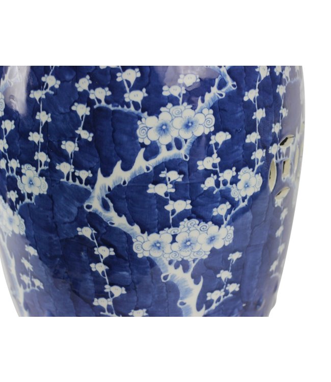 Keramische Kruk Blauw Handgeschilderd Bloesems D33xH44cm