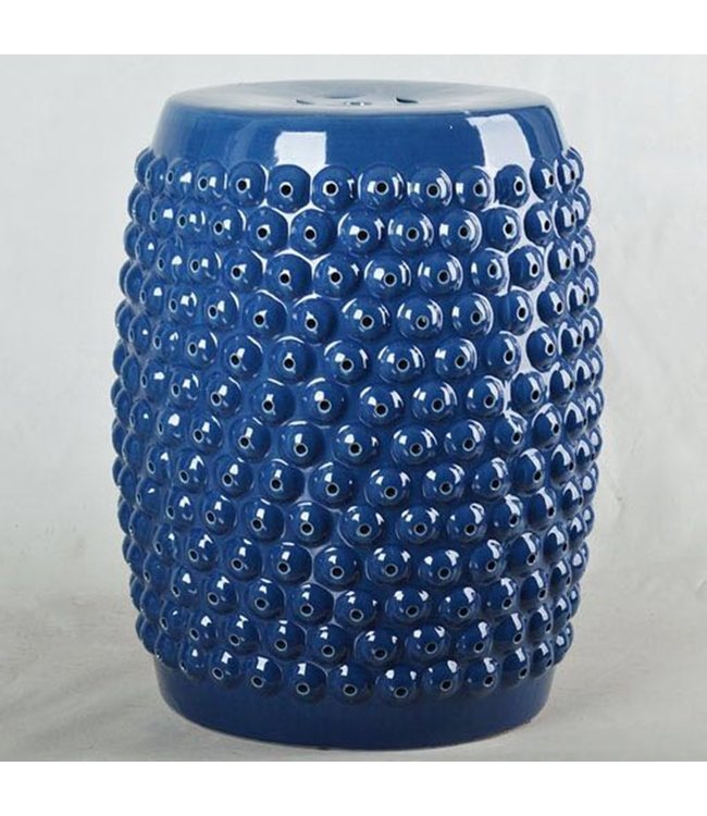 Tabouret Céramique Bleu Marine Dots Fait Main D33xH46cm