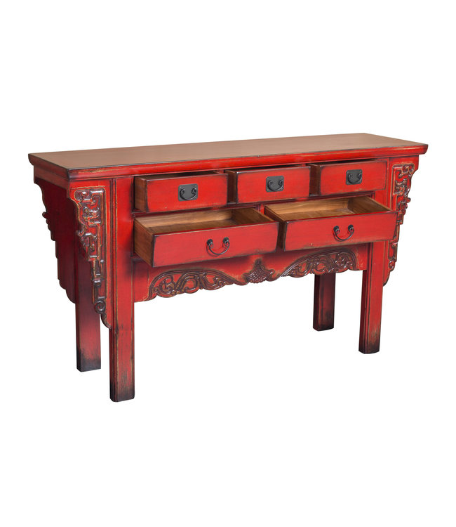 Chinesischer Konsolentisch Rot B160xT45xH90cm