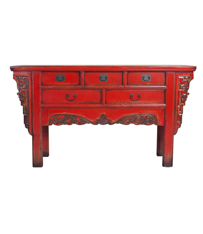 Chinesischer Konsolentisch Rot B160xT45xH90cm