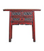 Antieke Chinese Sidetable Donkerrood Handgesneden B97xD40xH86cm