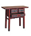 Antieke Chinese Sidetable Donkerrood Handgesneden B97xD40xH86cm