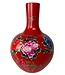 Vase Chinois Rouge Pivoines Fait Main D41xH57cm