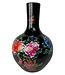 Vase Chinois Noir Pivoines Fait Main D41xH57cm