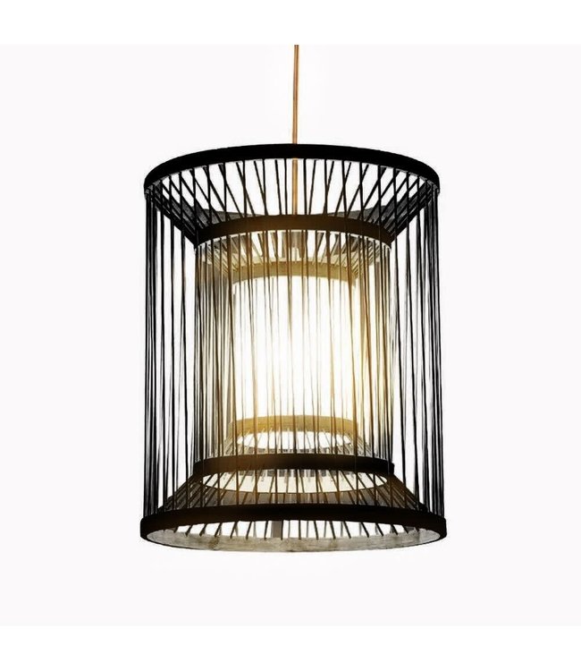 Bamboo Pendant Light Black Handmade - Alex D30xH45cm