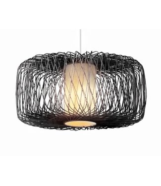 Fine Asianliving Lampada a Sospensione in Bambù Nera Fatta a Mano - Noah D50xH30cm