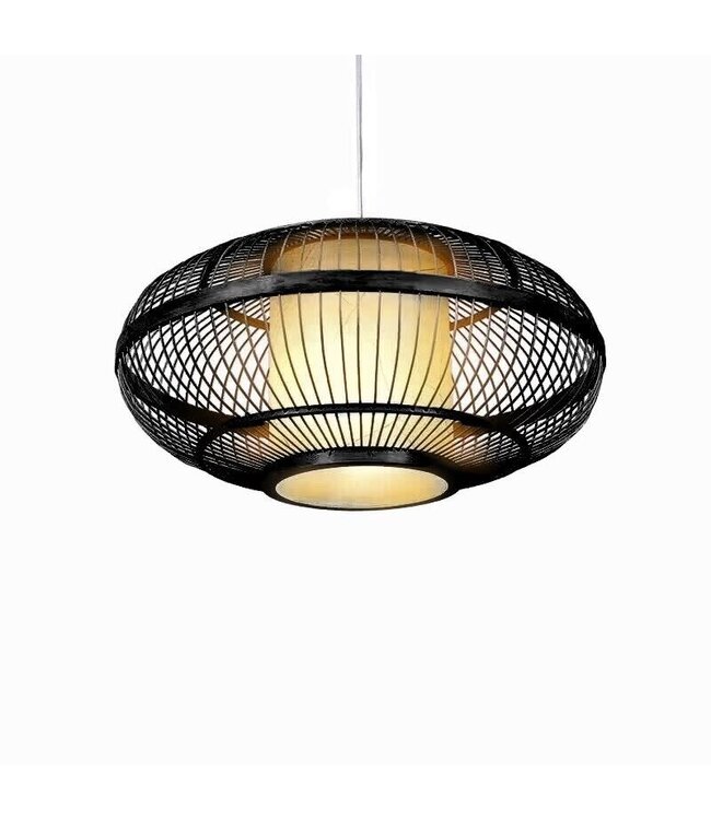 Bamboo Pendant Lamp Black Ceiling Lampshade Handmade - Jake