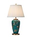 Fine Asianliving Chinese Table Lamp Porcelain Teal Handpainted D39xH60cm